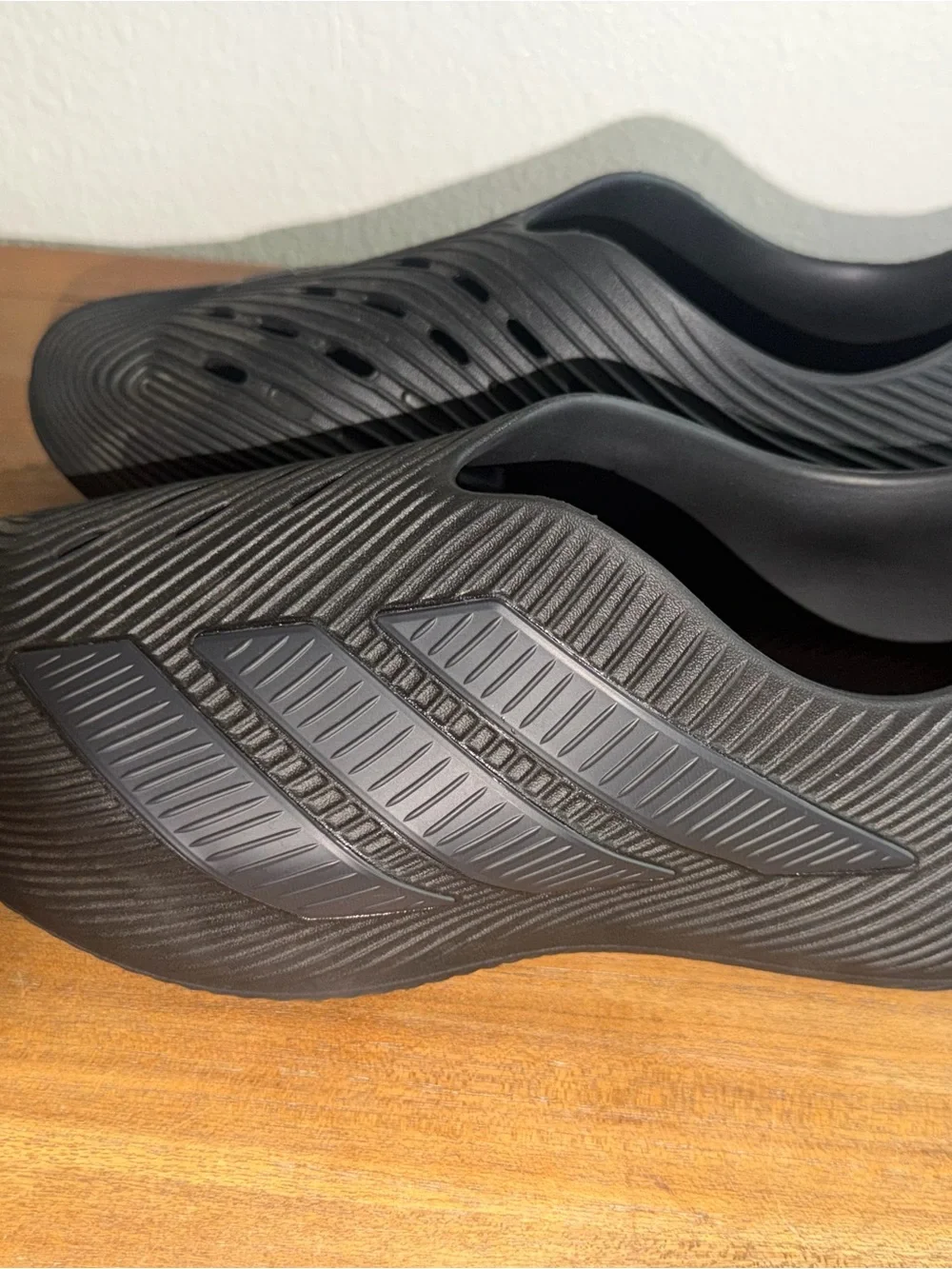 adidas Black Slip-On Ventilated Foam Sandals